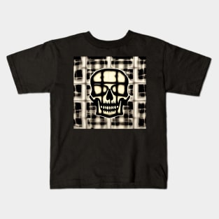 Skull Plaid Grunge Bleach Acid Wash Graphic Skate Punk Kids T-Shirt